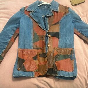 1970s vintage Patchwork Denim and Leather Jacket